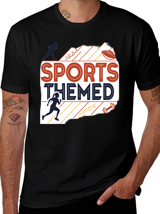 Sports Themed Graphic Tee - Black