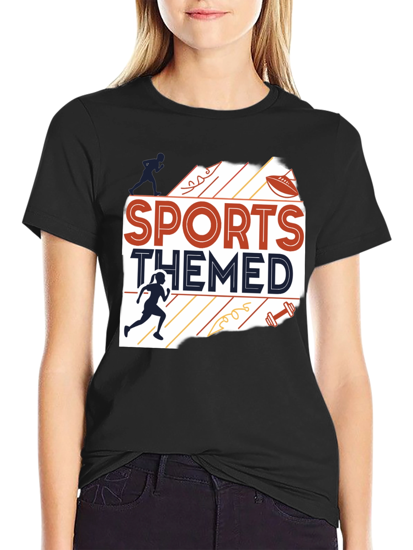 Sports Themed Graphic Tee - Black