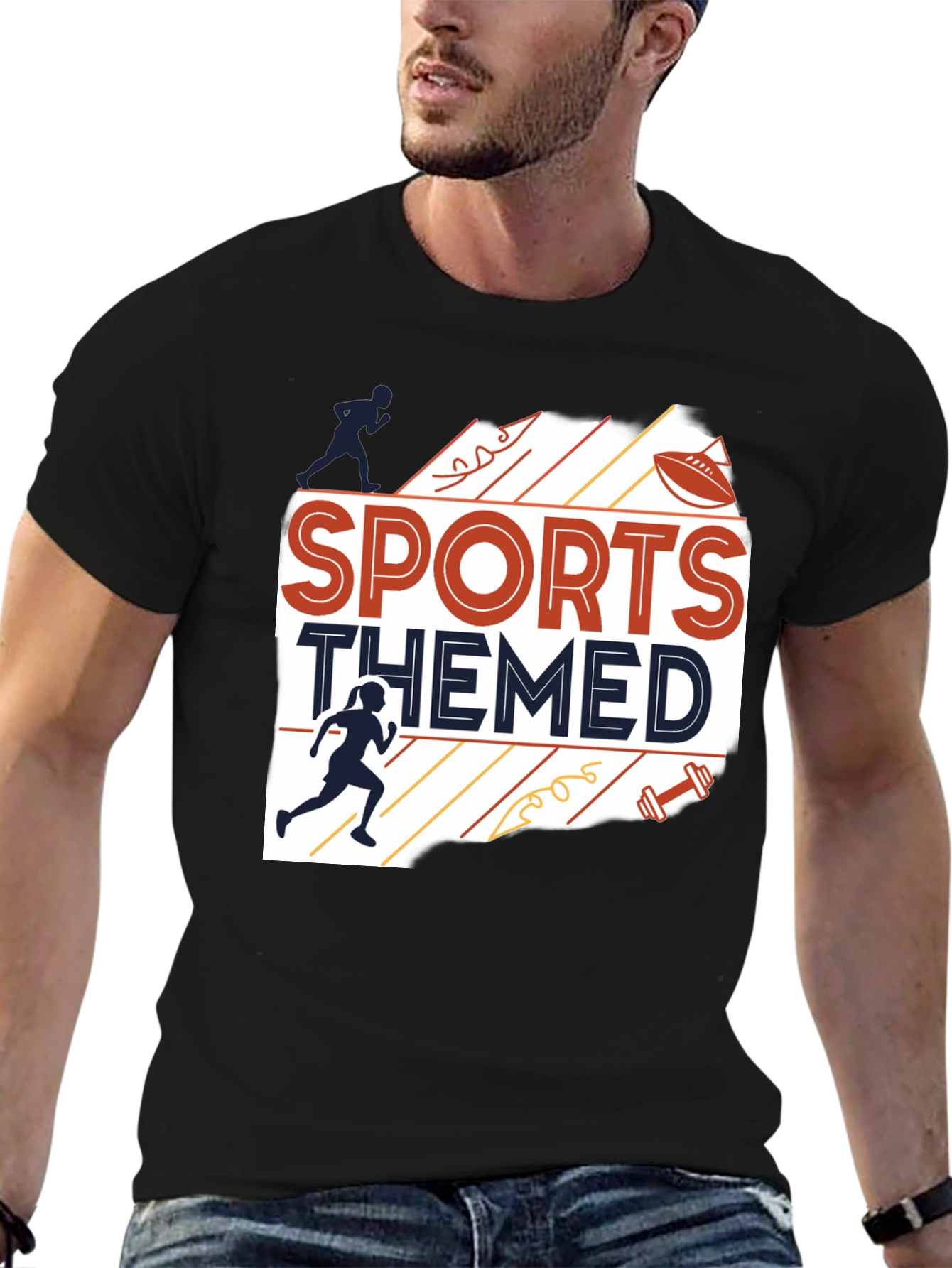 Sports Themed Graphic Tee - Black