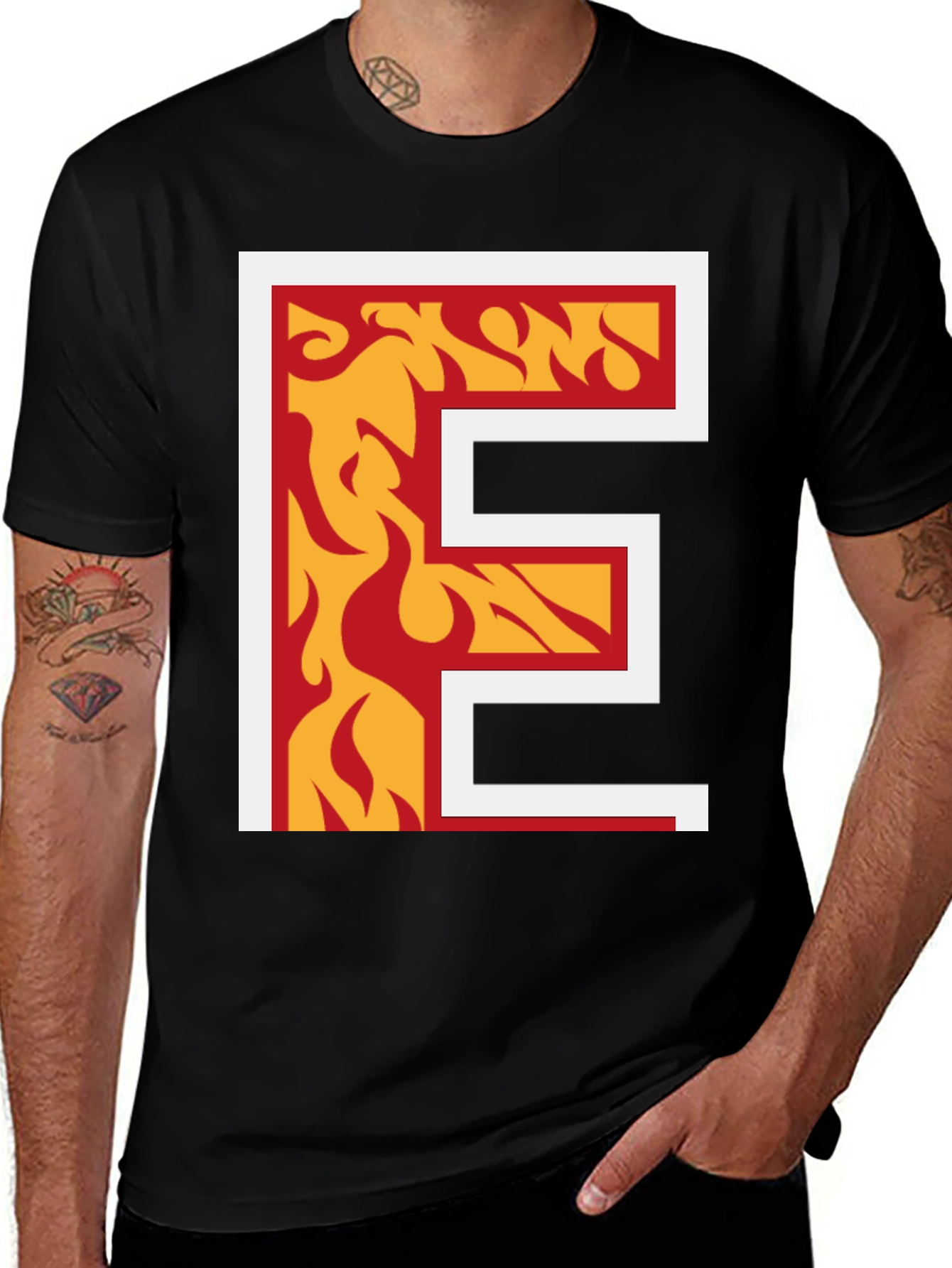 Fiery Letter E Graphic Tee