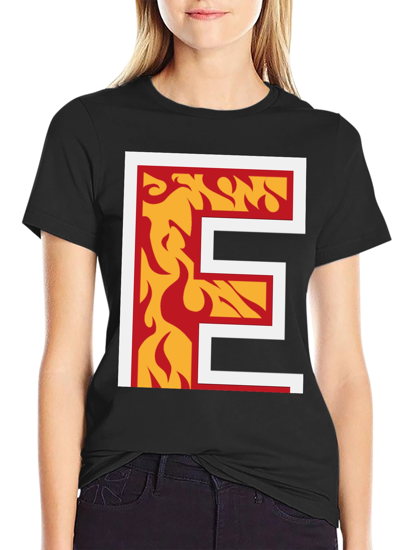 Fiery Letter E Graphic Tee