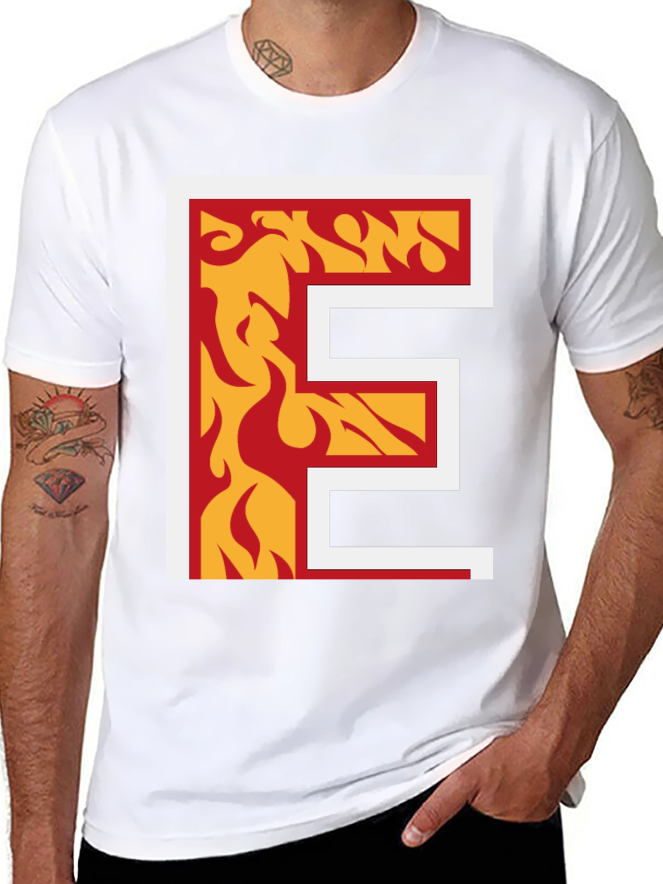 Fiery Letter E Graphic Tee