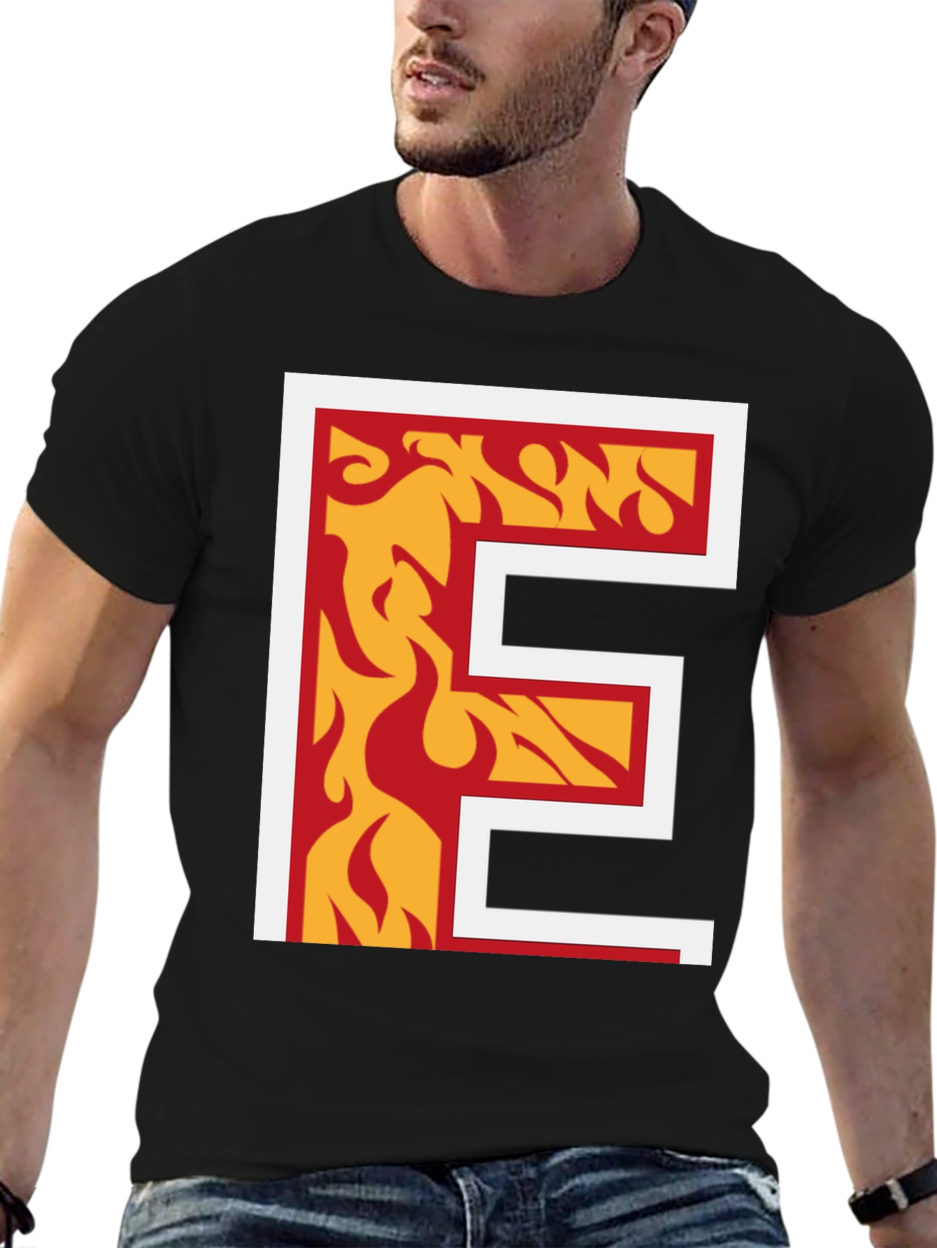 Fiery Letter E Graphic Tee