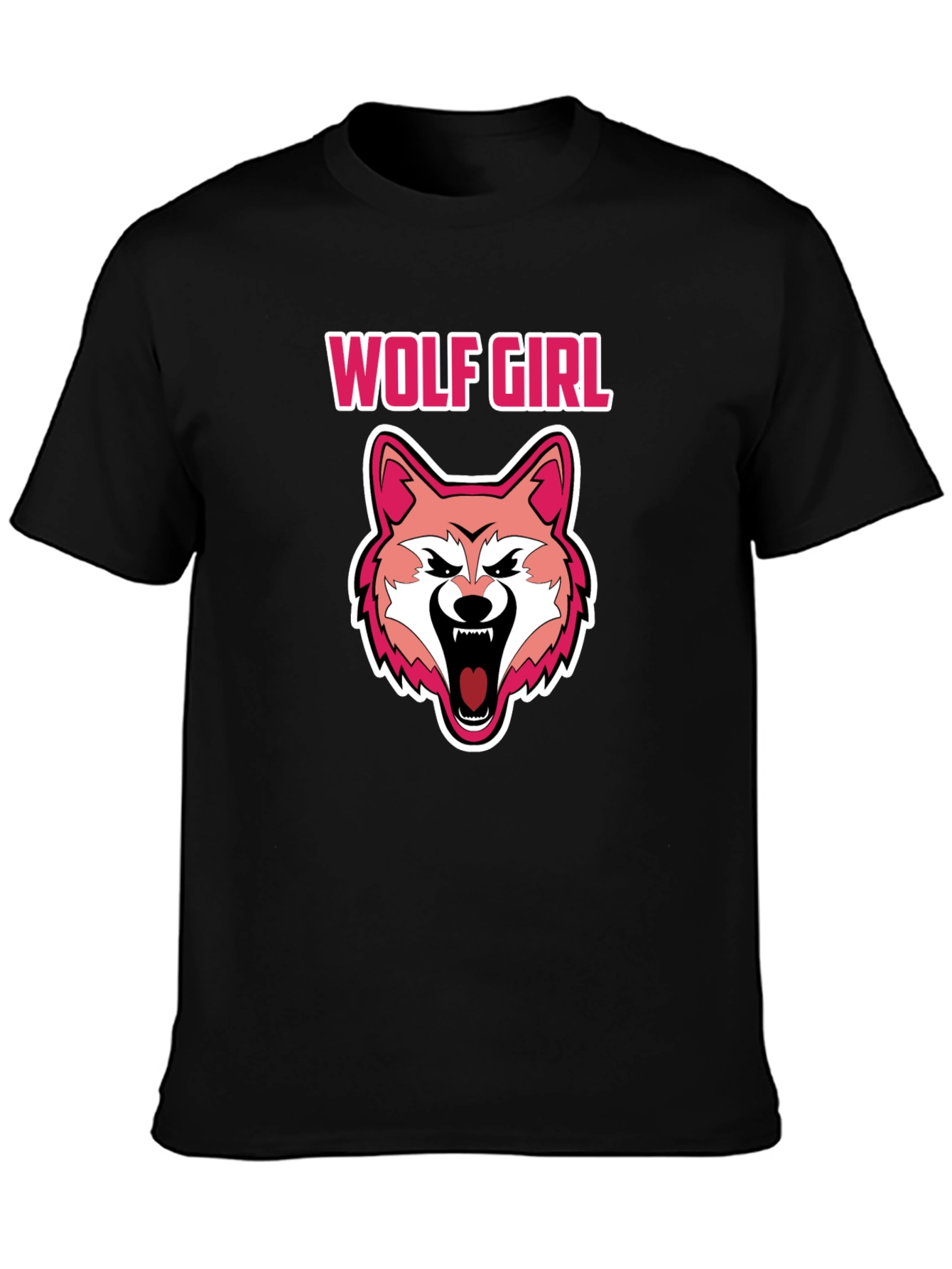Wolf Girl Graphic Black T-Shirt