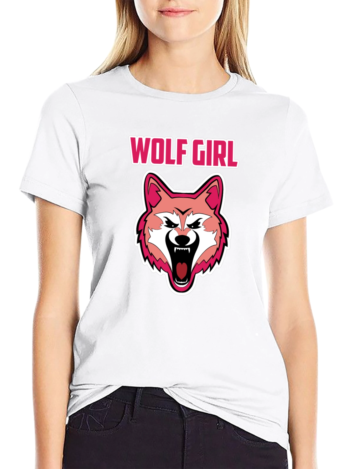 Wolf Girl Graphic Black T-Shirt