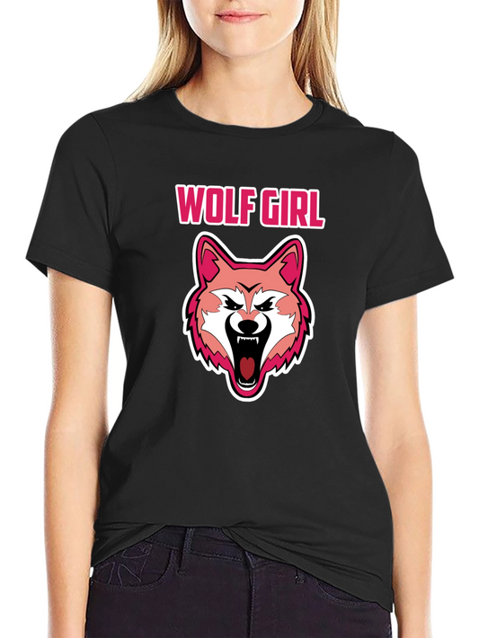 Wolf Girl Graphic Black T-Shirt