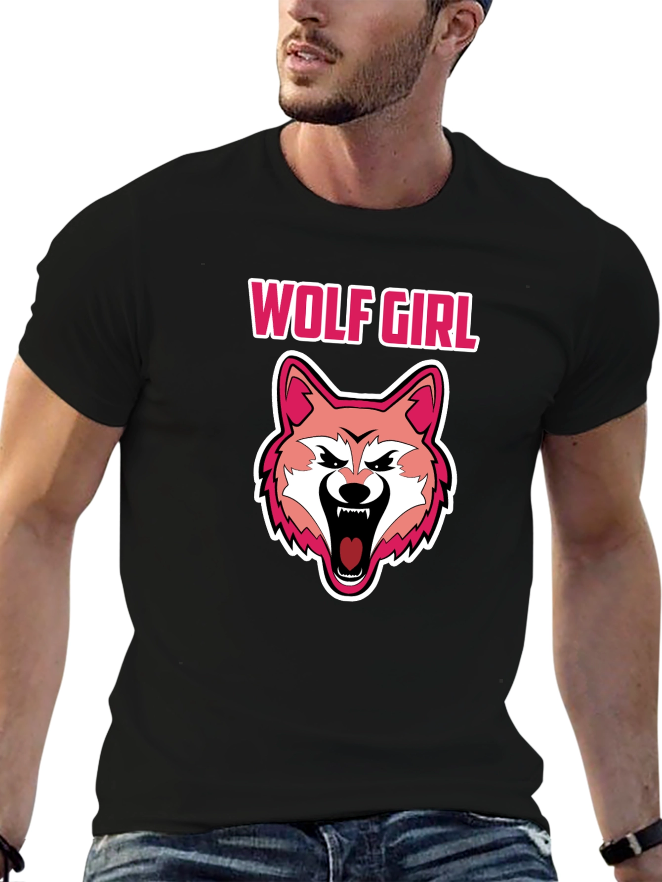 Wolf Girl Graphic Black T-Shirt