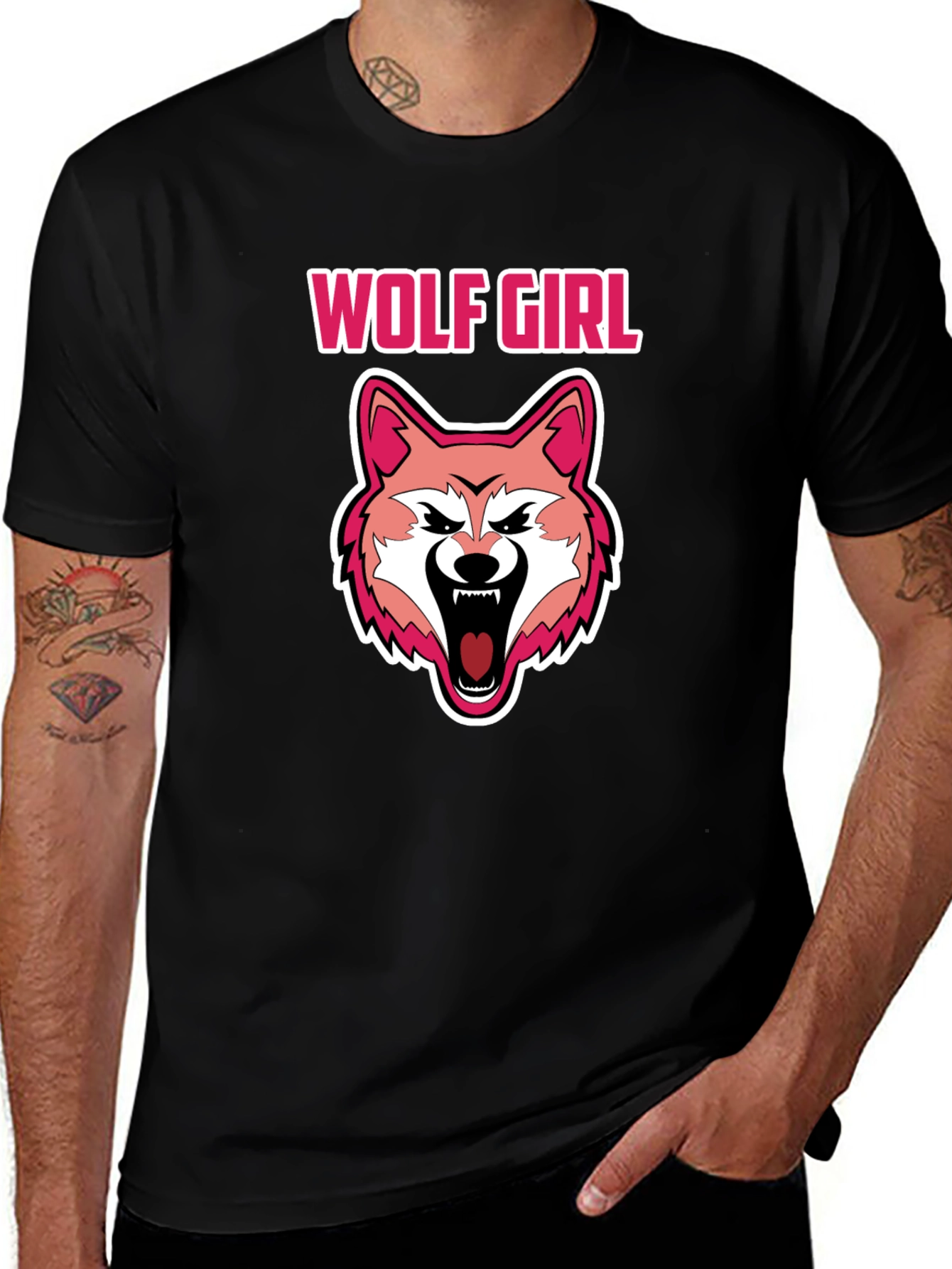 Wolf Girl Graphic Black T-Shirt