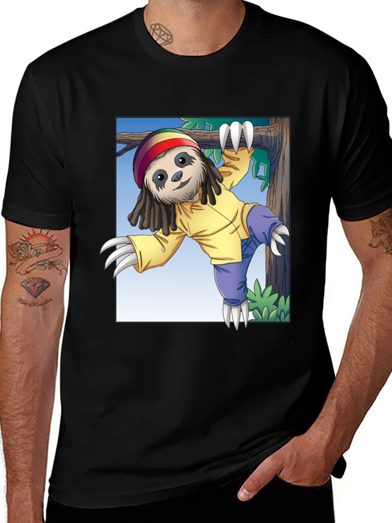Rasta Sloth Graphic T-Shirt