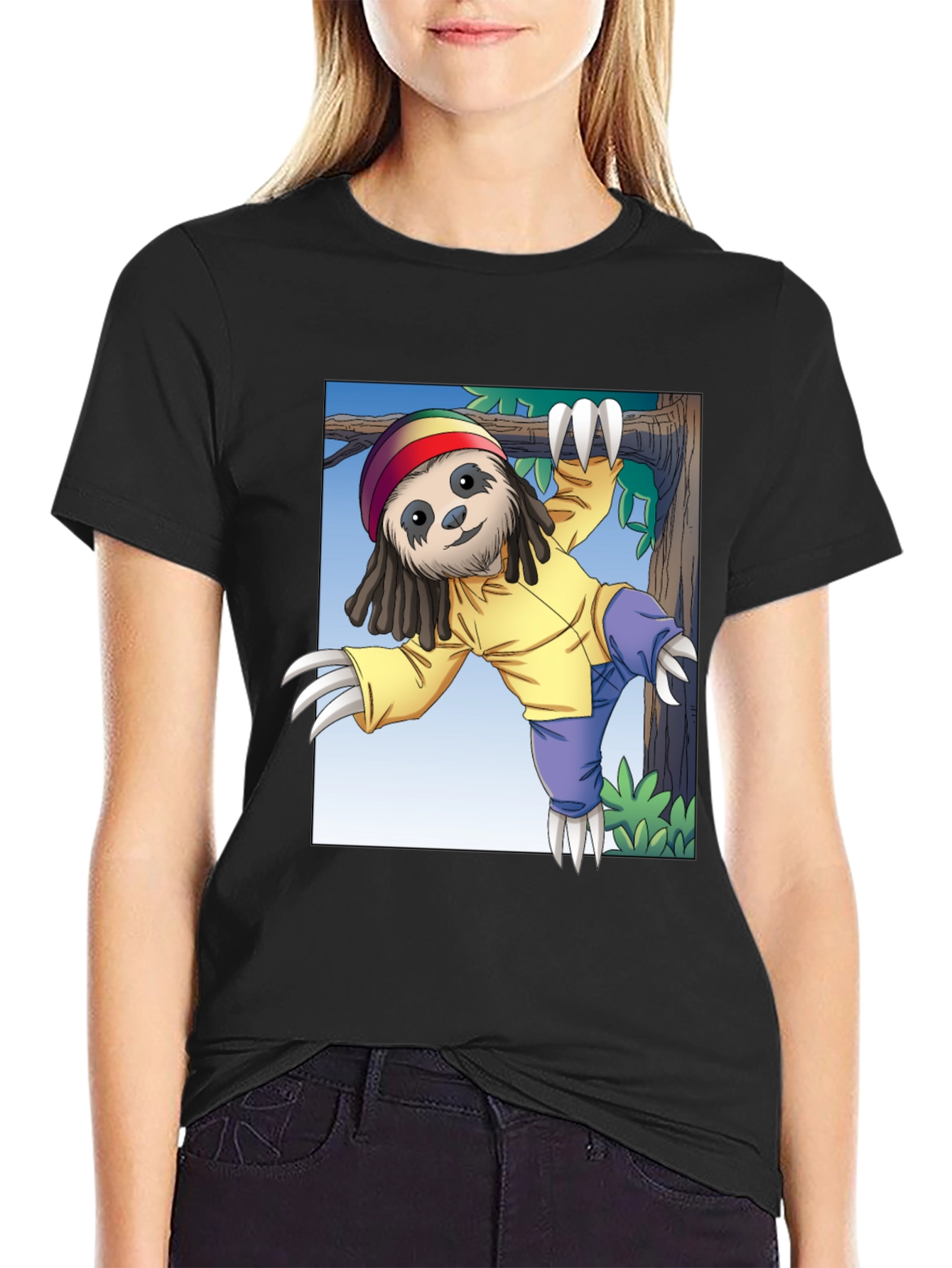 Rasta Sloth Graphic T-Shirt