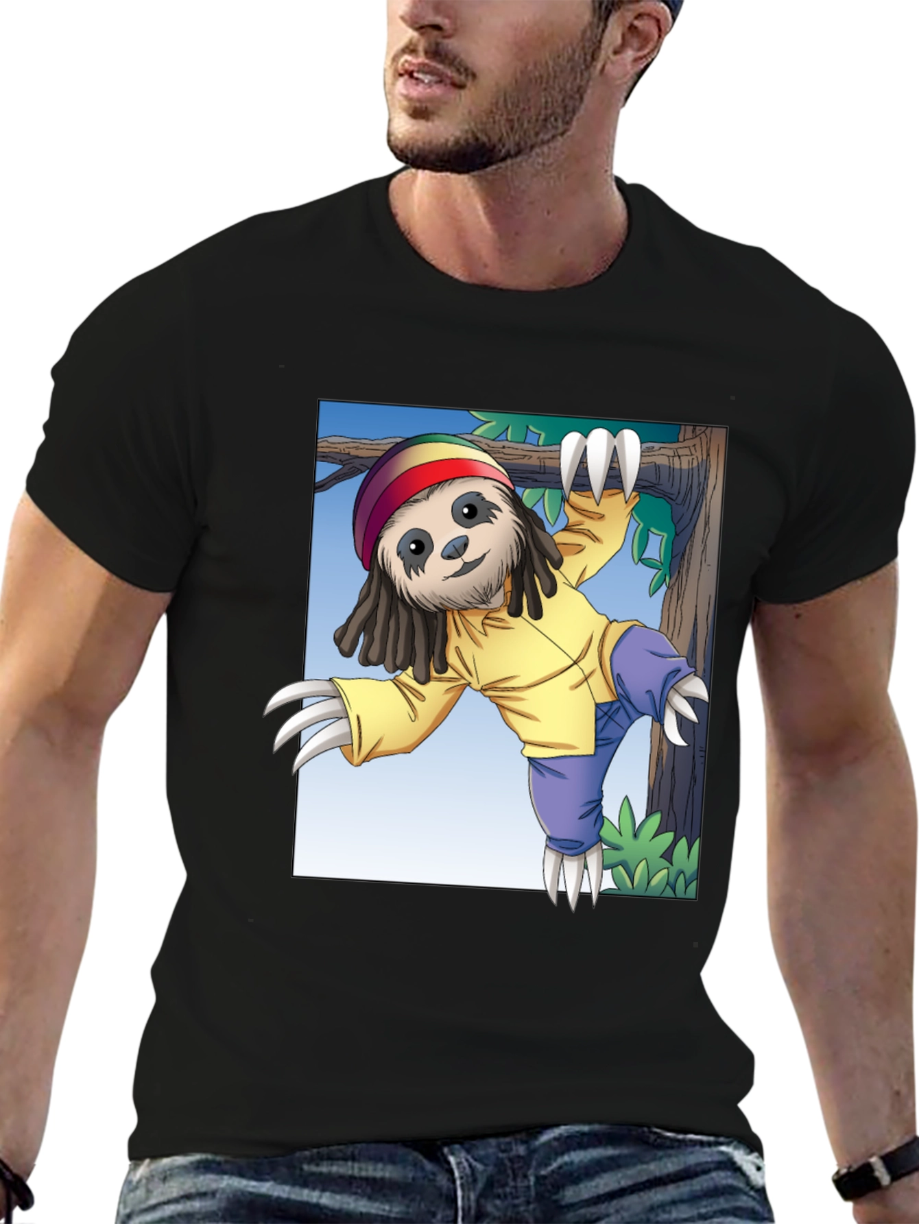 Rasta Sloth Graphic T-Shirt