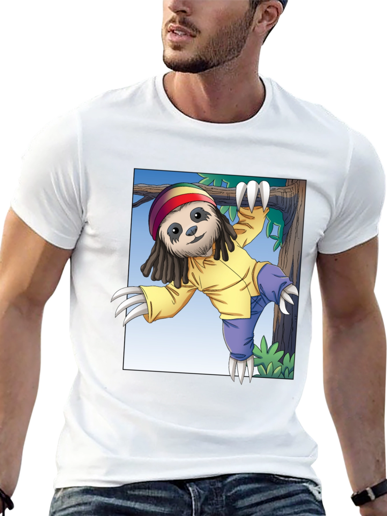 Rasta Sloth Graphic T-Shirt
