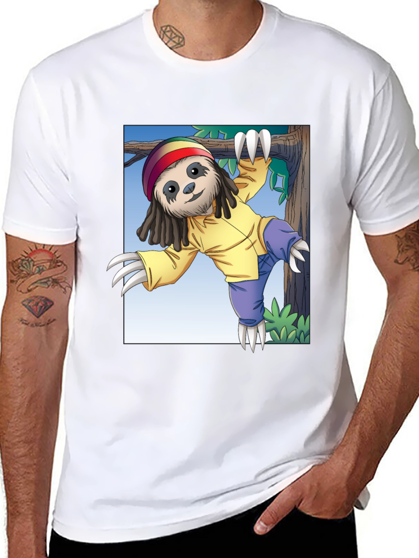 Rasta Sloth Graphic T-Shirt