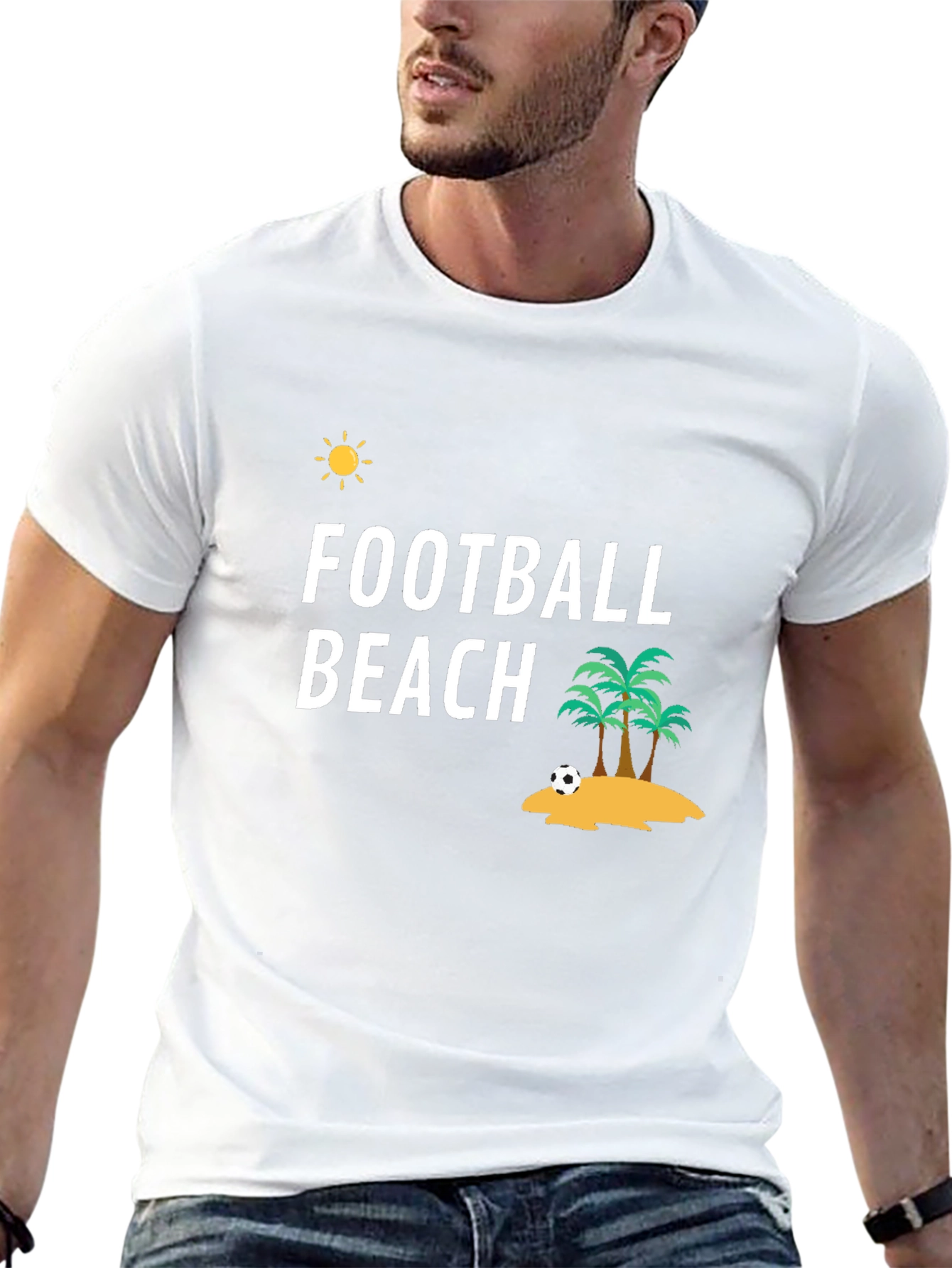 Football Beach Graphic T-Shirt