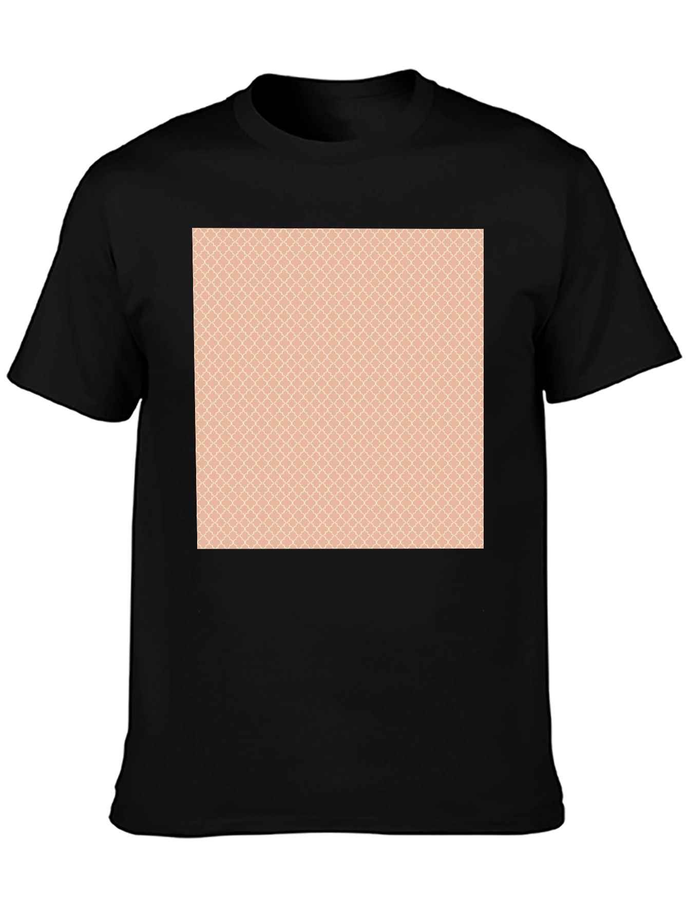 Stylish Black T-Shirt with Patterned Chest Design