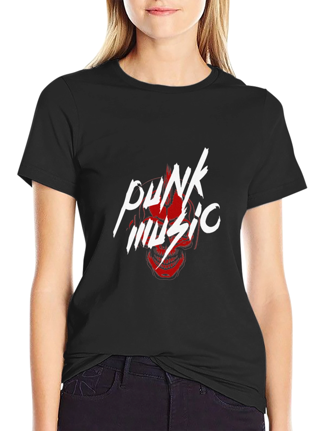 Punk Music Graphic Tee - Black Cotton T-Shirt