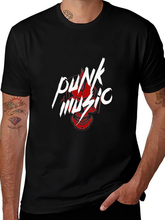Punk Music Graphic Tee - Black Cotton T-Shirt