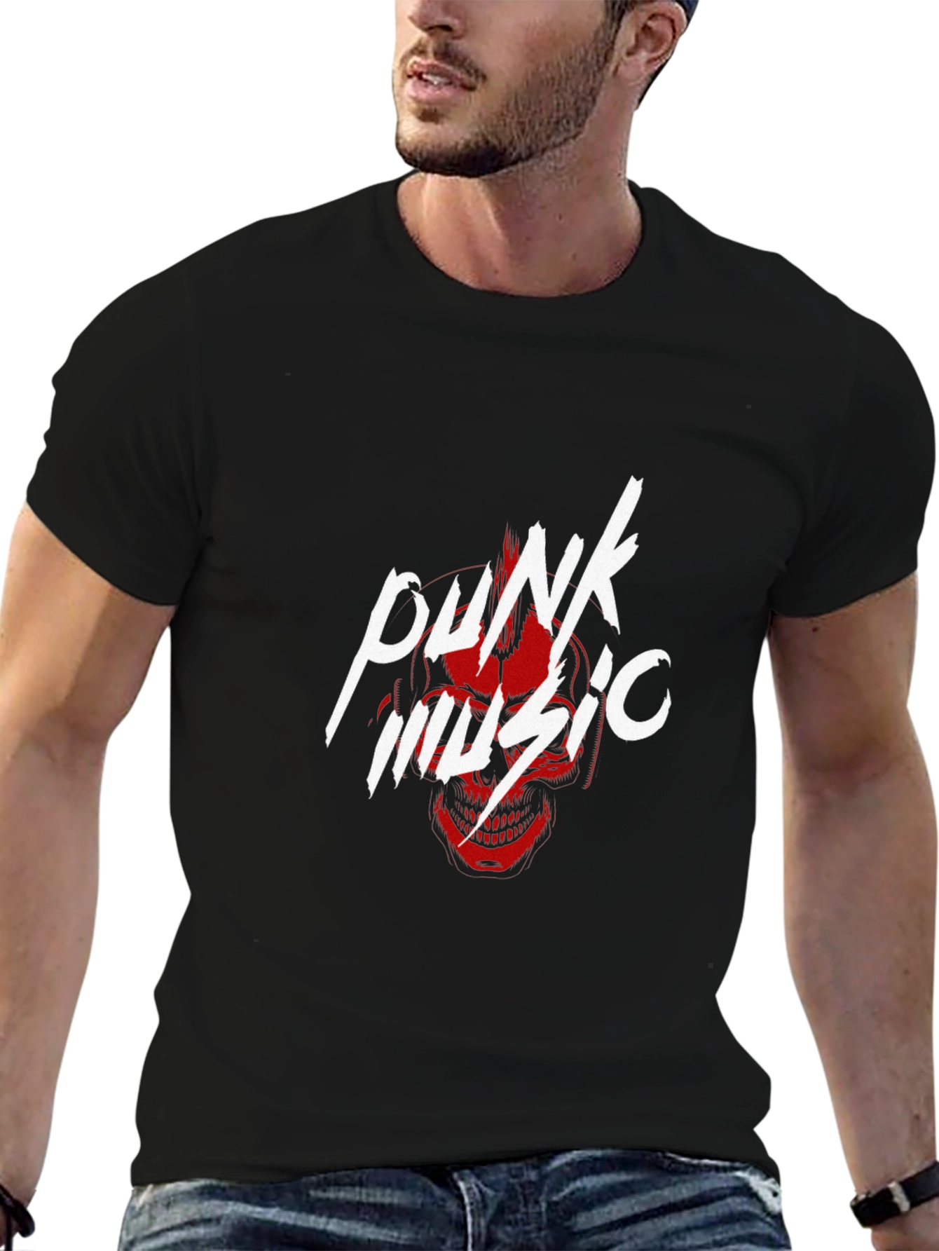 Punk Music Graphic Tee - Black Cotton T-Shirt