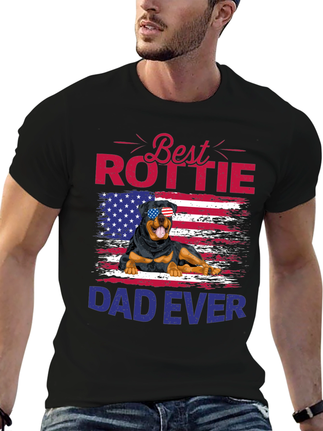 Best Rottie Dad Ever T-Shirt - Patriotic Rottweiler Tee