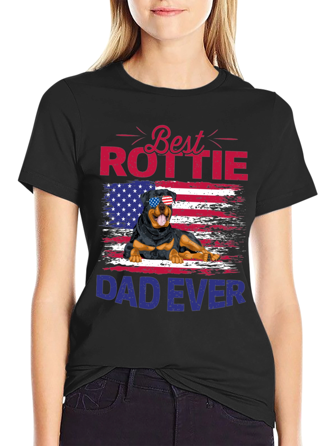 Best Rottie Dad Ever T-Shirt - Patriotic Rottweiler Tee