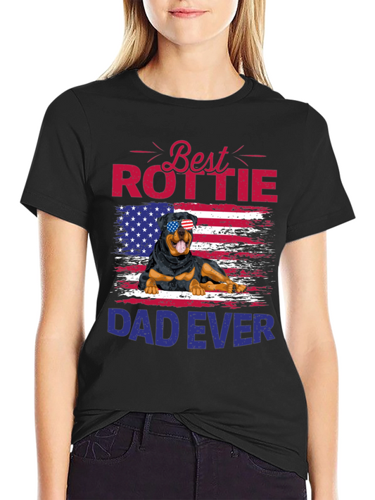 Best Rottie Dad Ever T-Shirt - Patriotic Rottweiler Tee