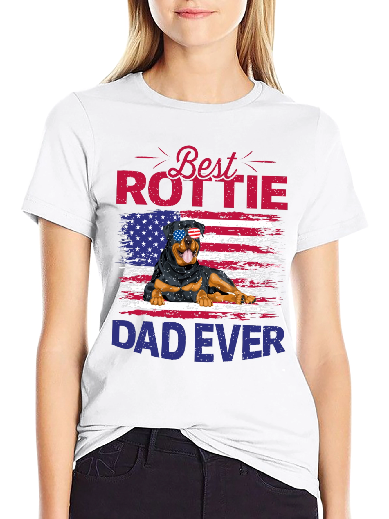 Best Rottie Dad Ever T-Shirt - Patriotic Rottweiler Tee
