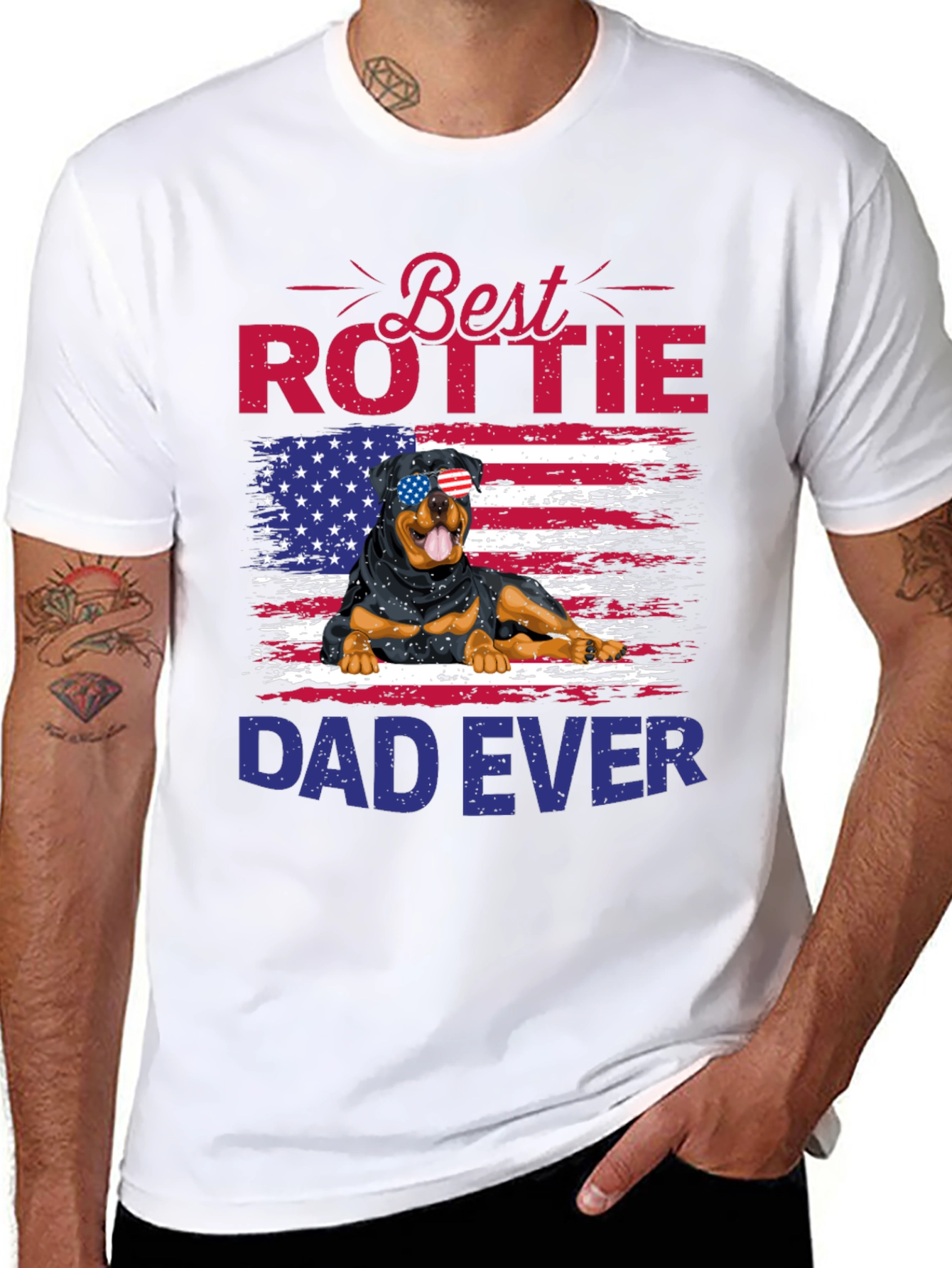 Best Rottie Dad Ever T-Shirt - Patriotic Rottweiler Tee