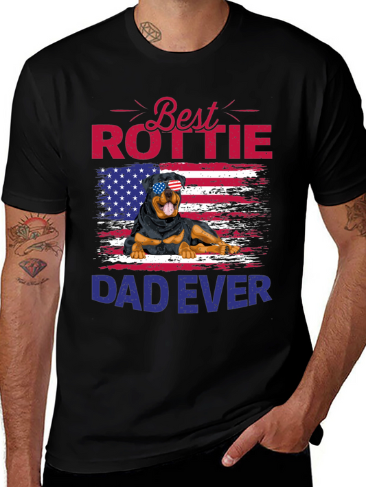 Best Rottie Dad Ever T-Shirt - Patriotic Rottweiler Tee