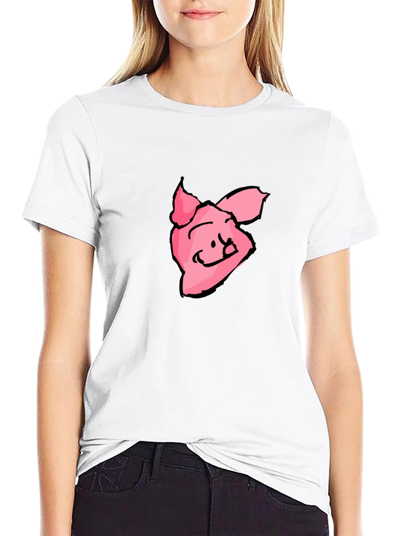 Pink Pig Graphic Tee - Black Casual T-Shirt
