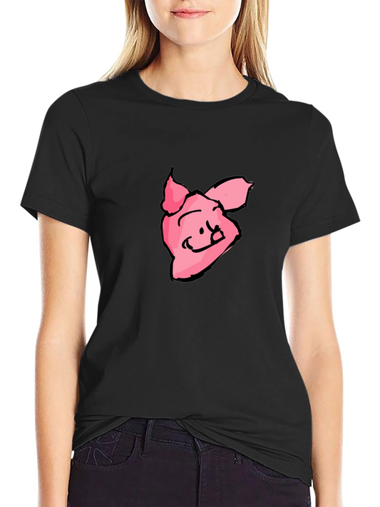Pink Pig Graphic Tee - Black Casual T-Shirt