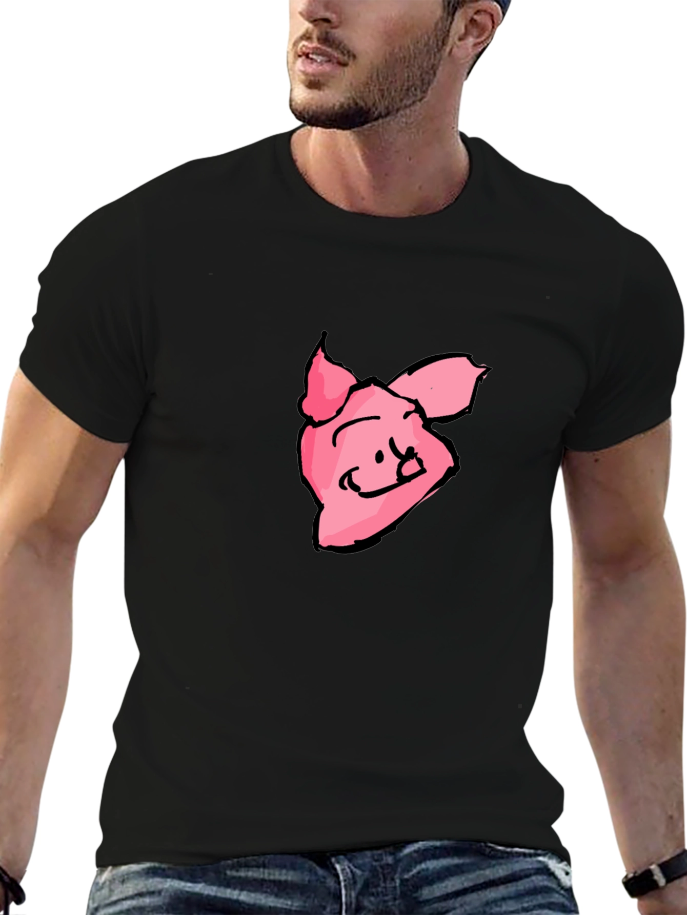 Pink Pig Graphic Tee - Black Casual T-Shirt