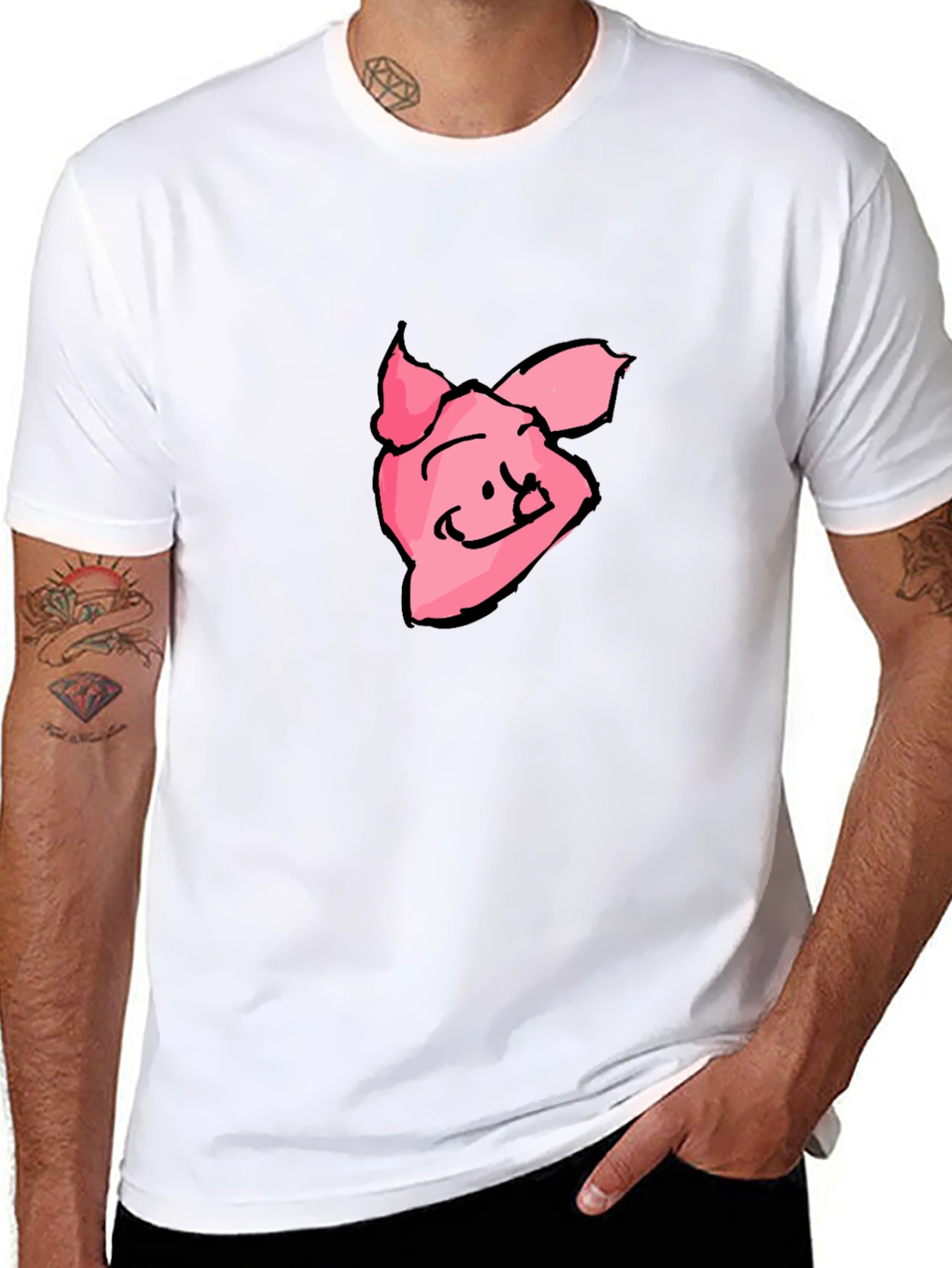 Pink Pig Graphic Tee - Black Casual T-Shirt