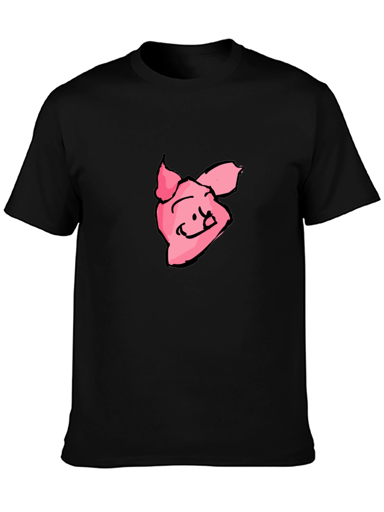 Pink Pig Graphic Tee - Black Casual T-Shirt
