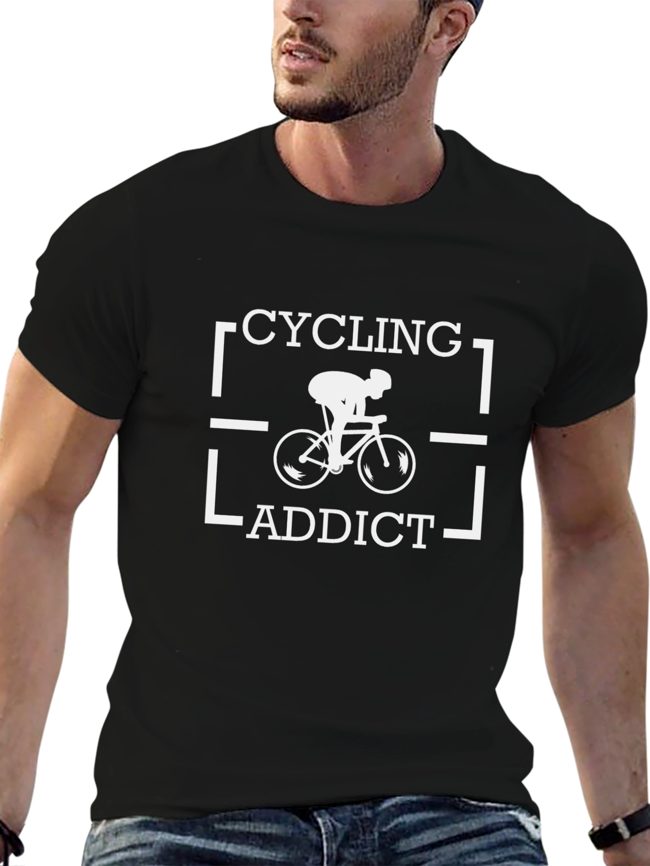 Cycling Addict T-Shirt - Black Graphic Tee