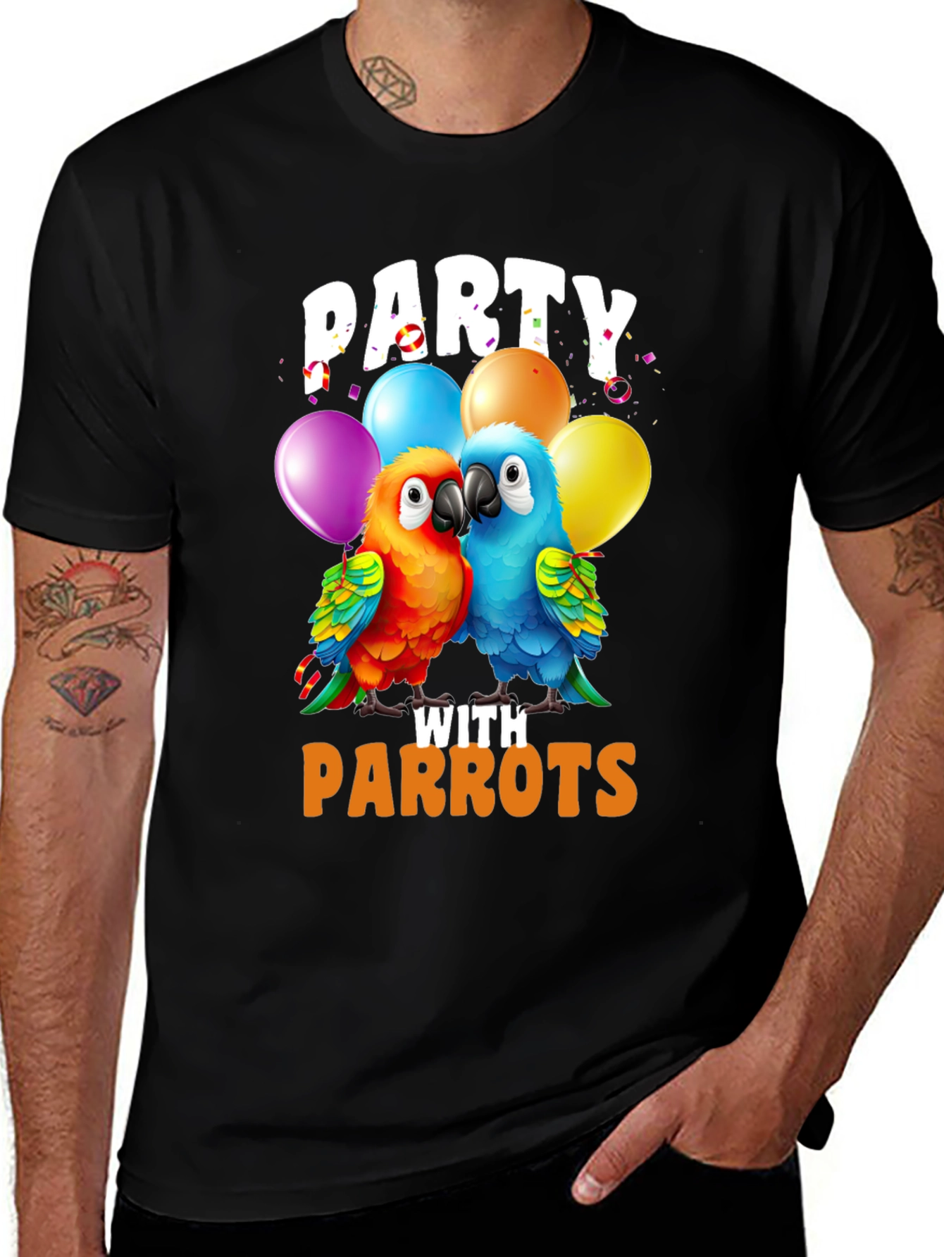 Party with Parrots T-Shirt - Fun Parrot Lover Tee