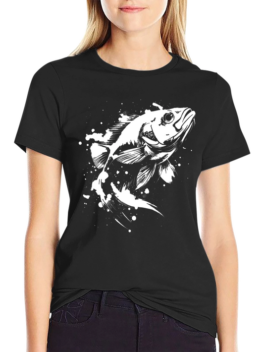 Mens Black T-Shirt with Fish Graphic