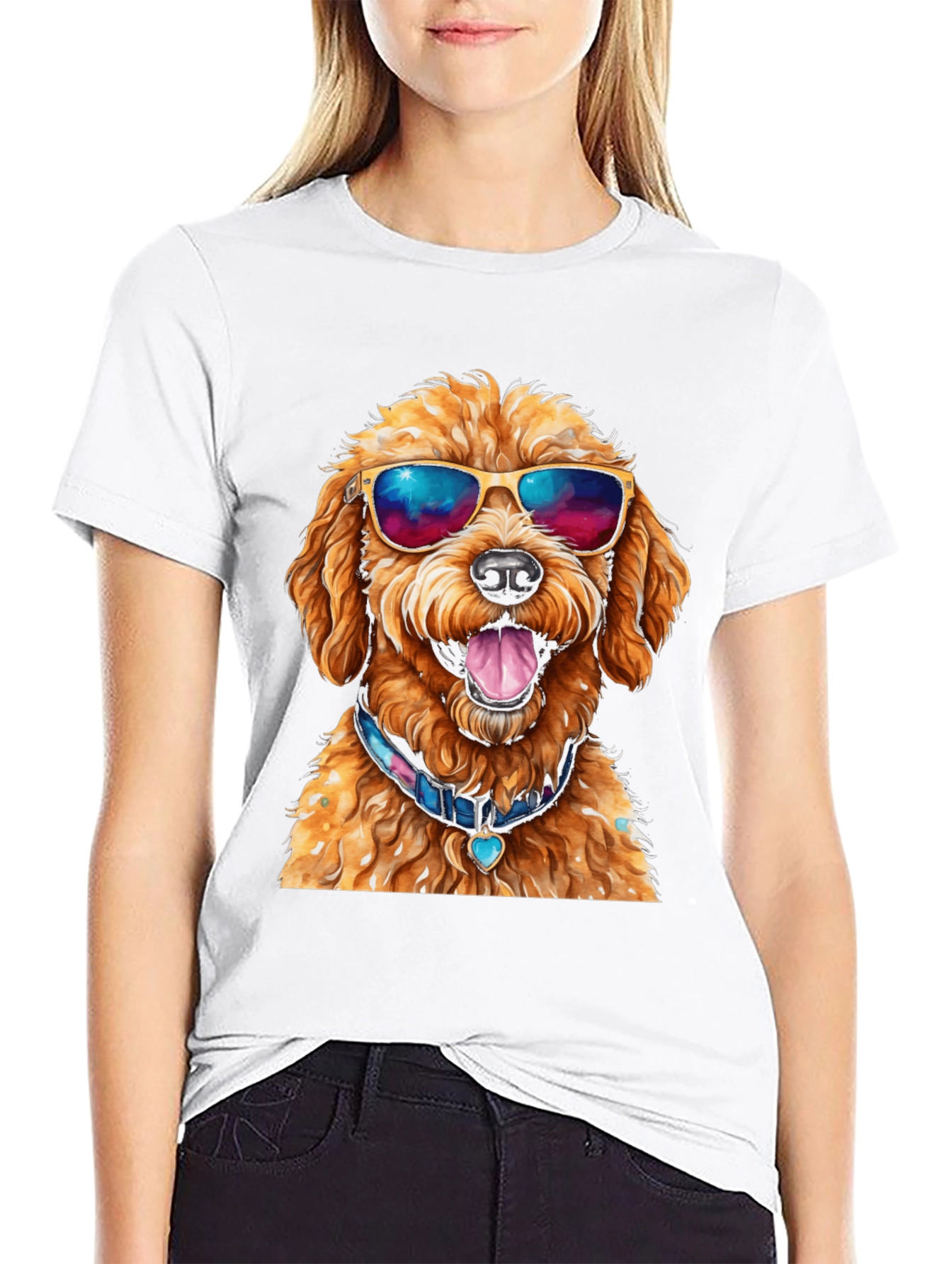 Cool Dog T-Shirt - Doodle with Sunglasses