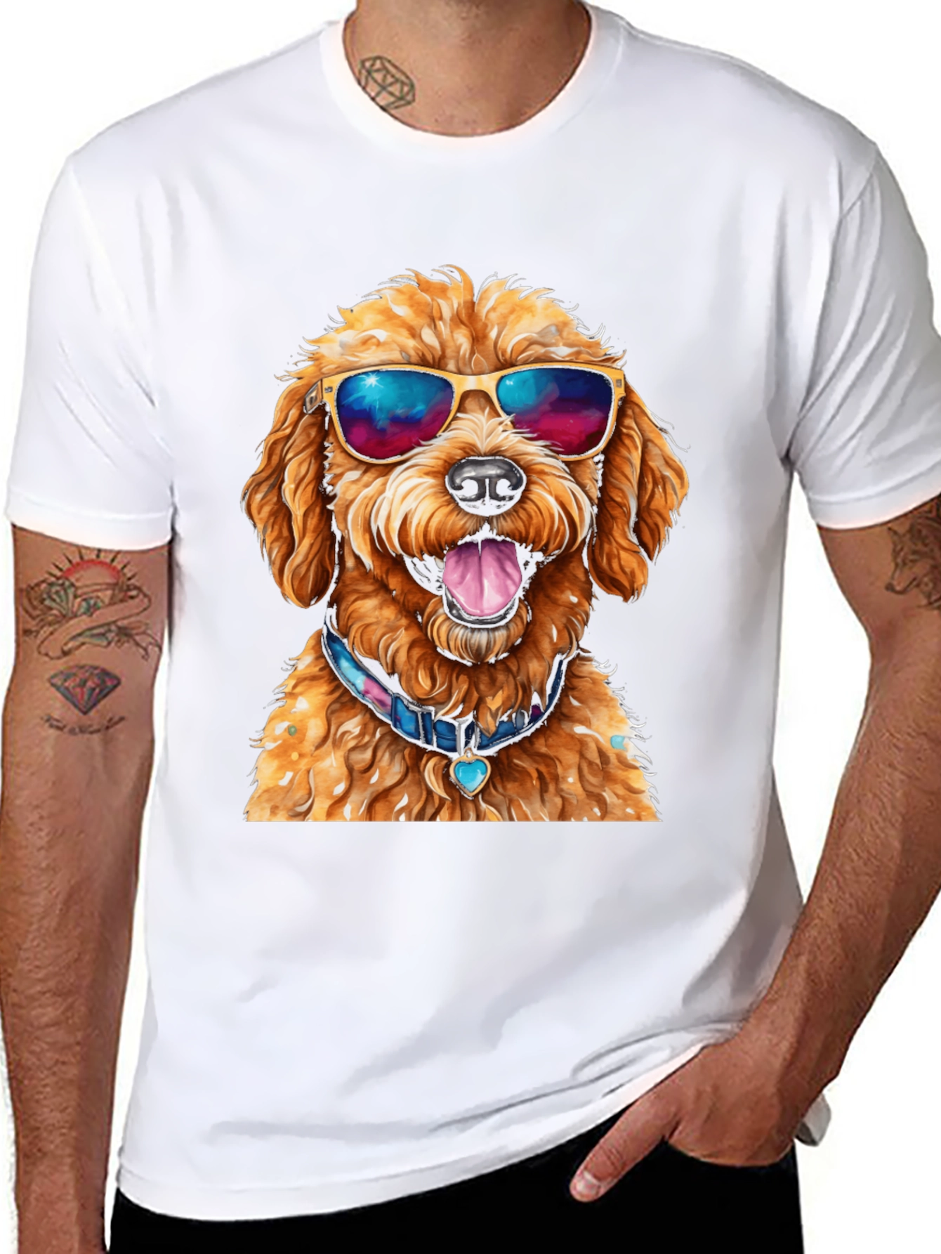 Cool Dog T-Shirt - Doodle with Sunglasses