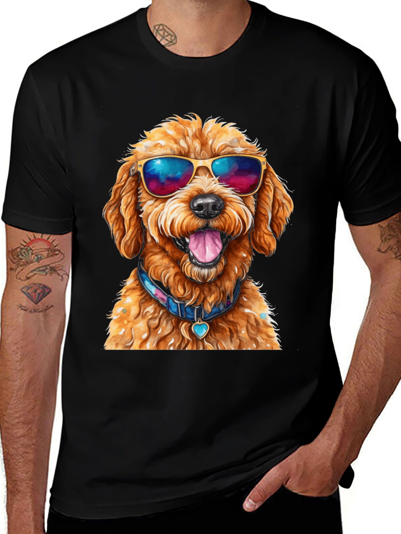 Cool Dog T-Shirt - Doodle with Sunglasses