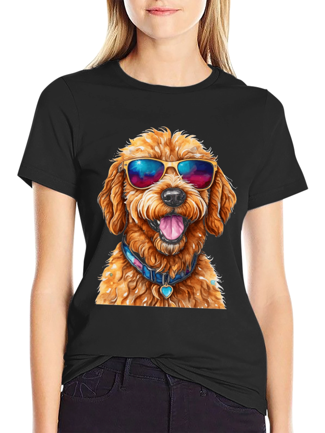 Cool Dog T-Shirt - Doodle with Sunglasses