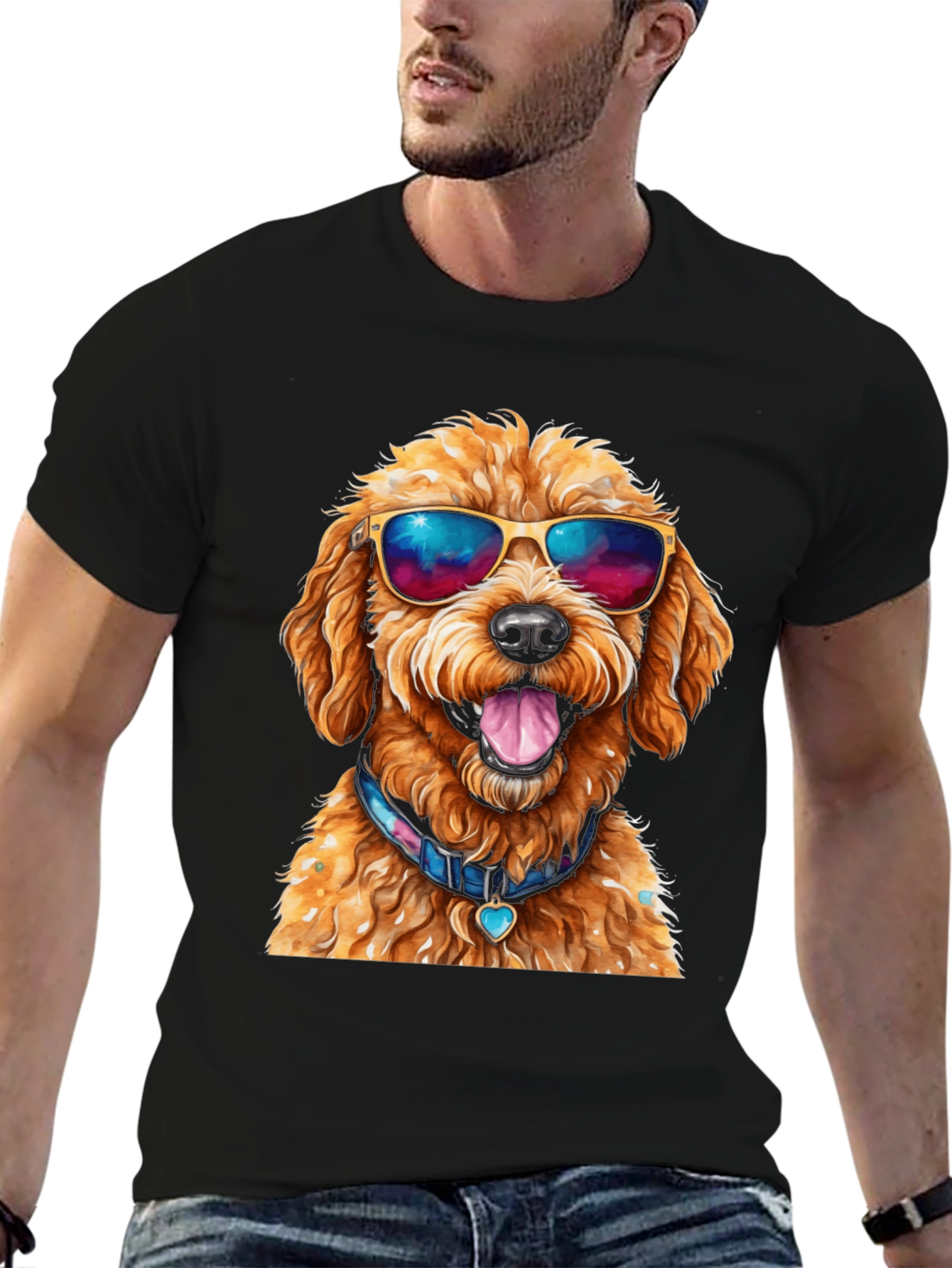Cool Dog T-Shirt - Doodle with Sunglasses