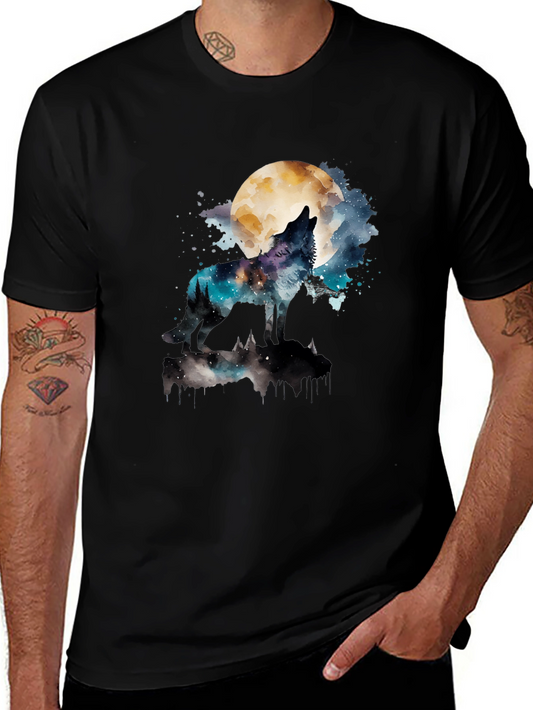 Wolf Howling at Moon Graphic T-Shirt