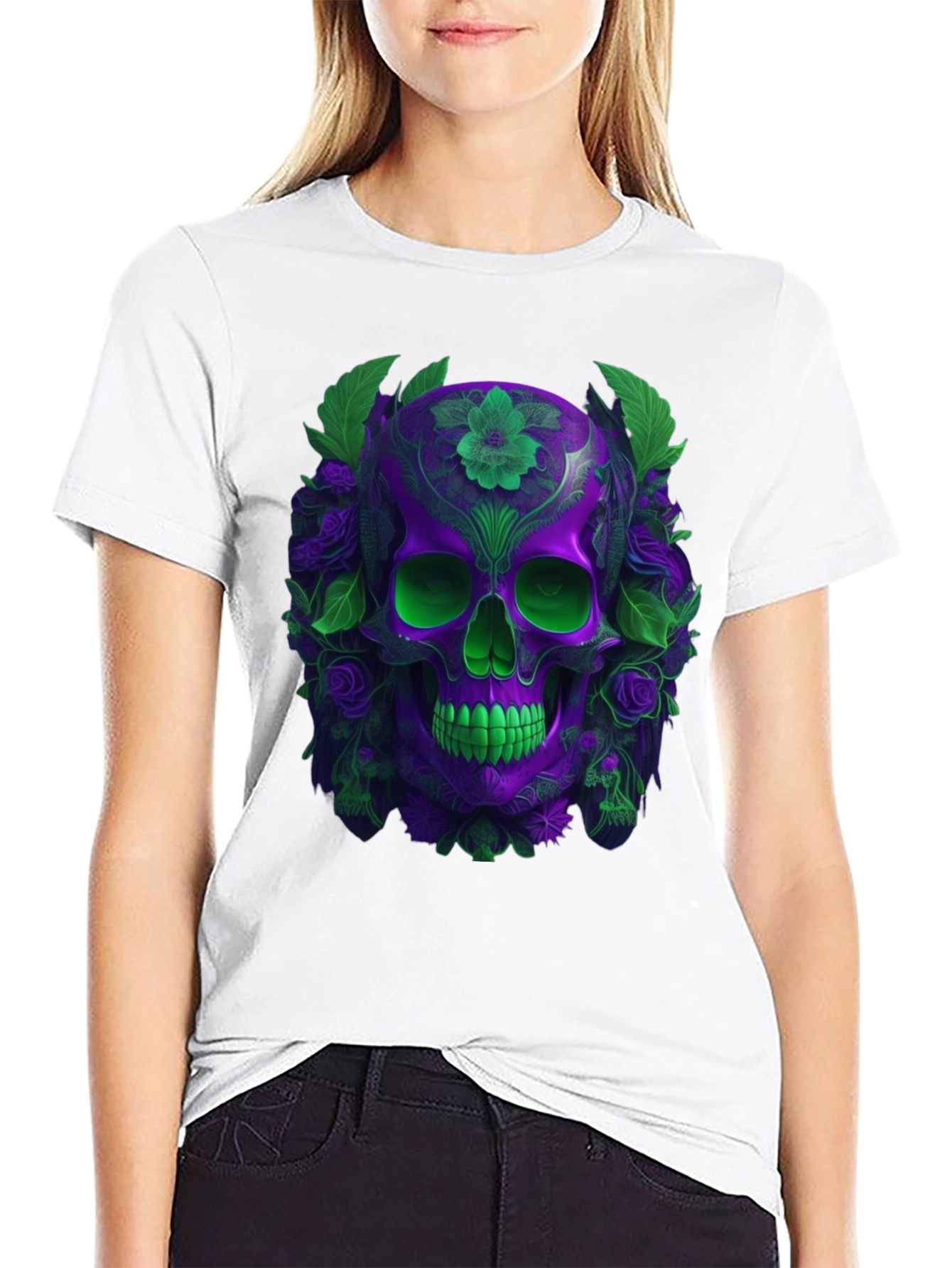 Floral Skull Graphic T-Shirt