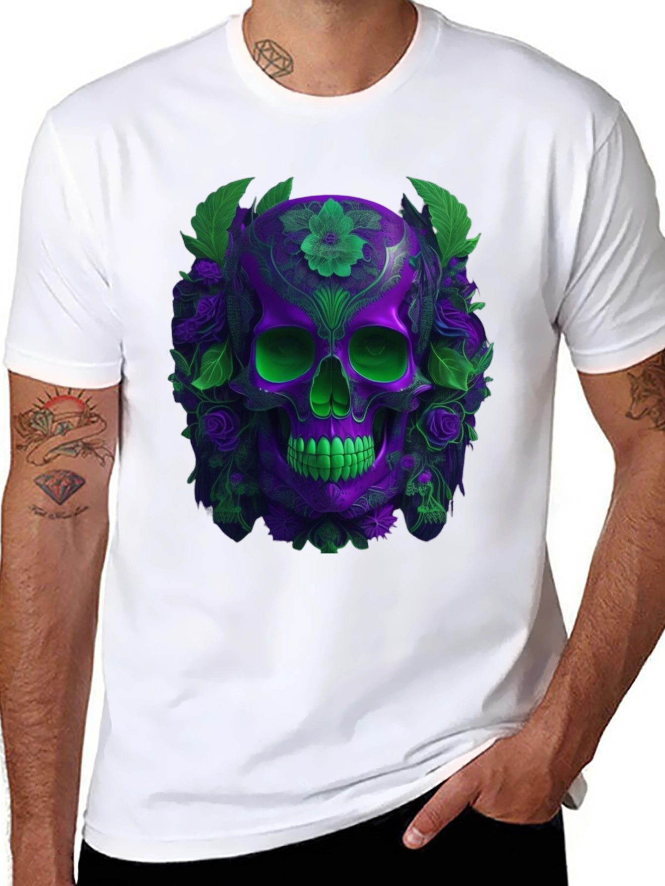 Floral Skull Graphic T-Shirt