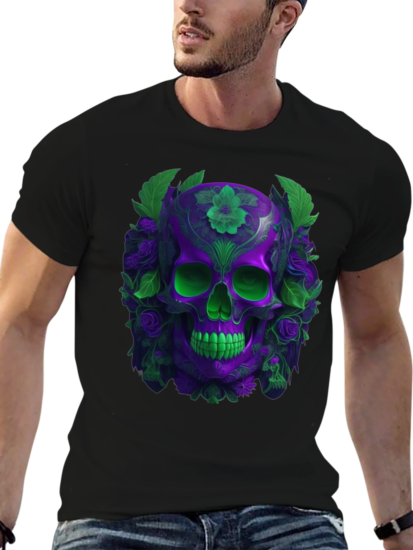 Floral Skull Graphic T-Shirt