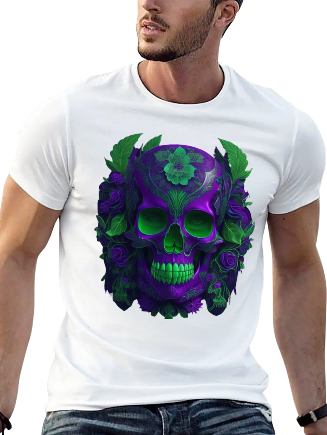 Floral Skull Graphic T-Shirt
