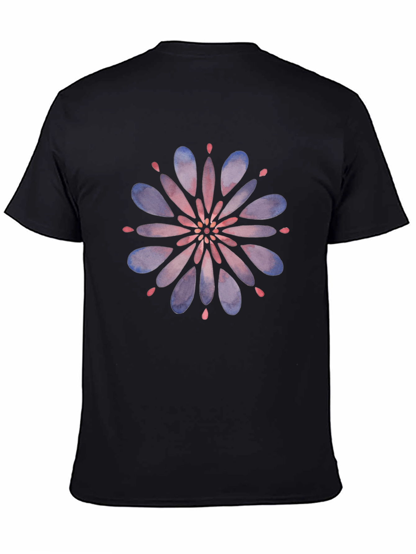 Floral Mandala Graphic Tee - Black Cotton T-Shirt