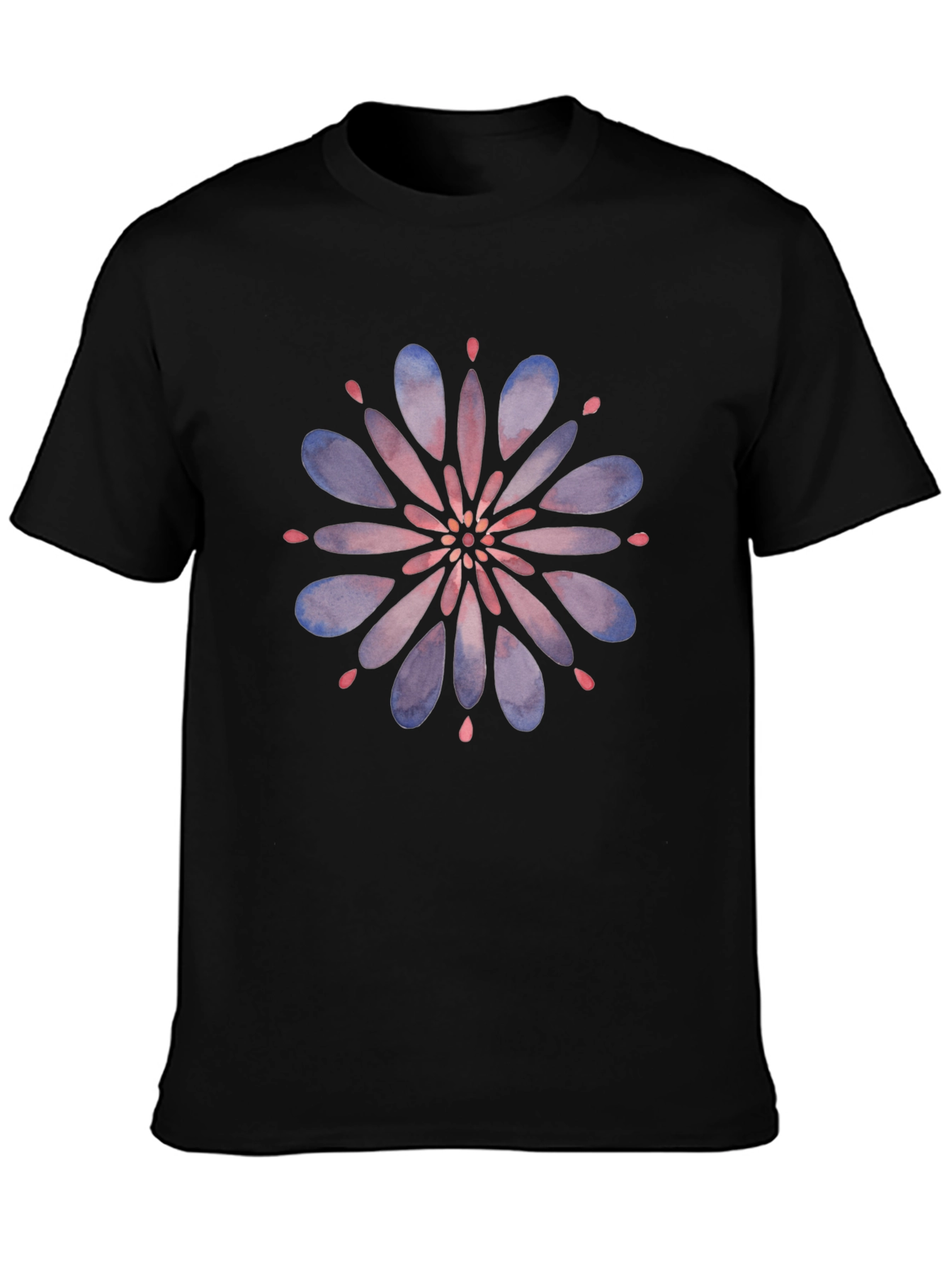 Floral Mandala Graphic Tee - Black Cotton T-Shirt