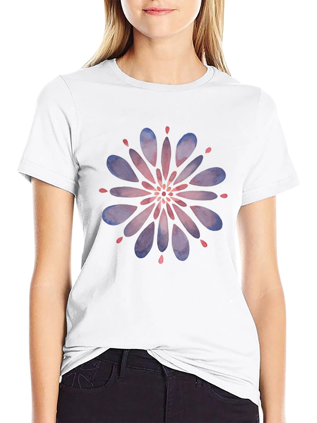 Floral Mandala Graphic Tee - Black Cotton T-Shirt