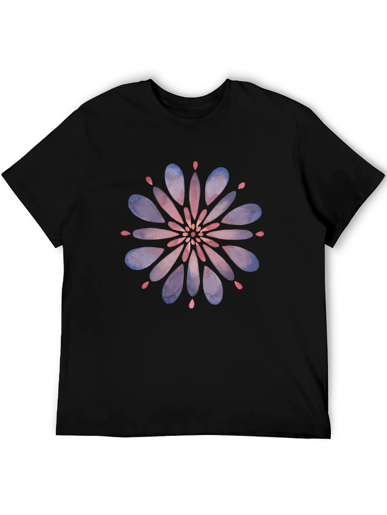 Floral Mandala Graphic Tee - Black Cotton T-Shirt